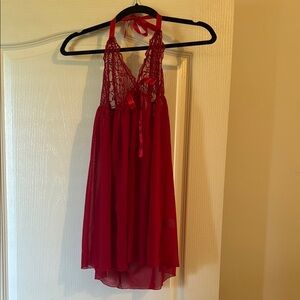 Red Lace Halter Babydoll Lingerie